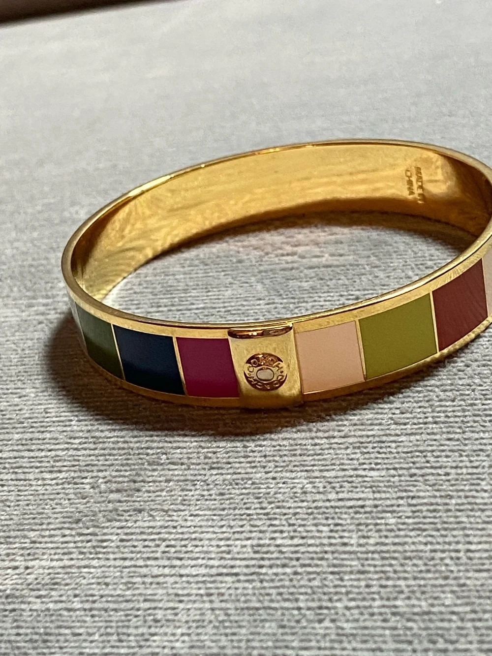 Coach Legacy Gold-Tone Enamel Bangle with Multicolor Panels like new condition